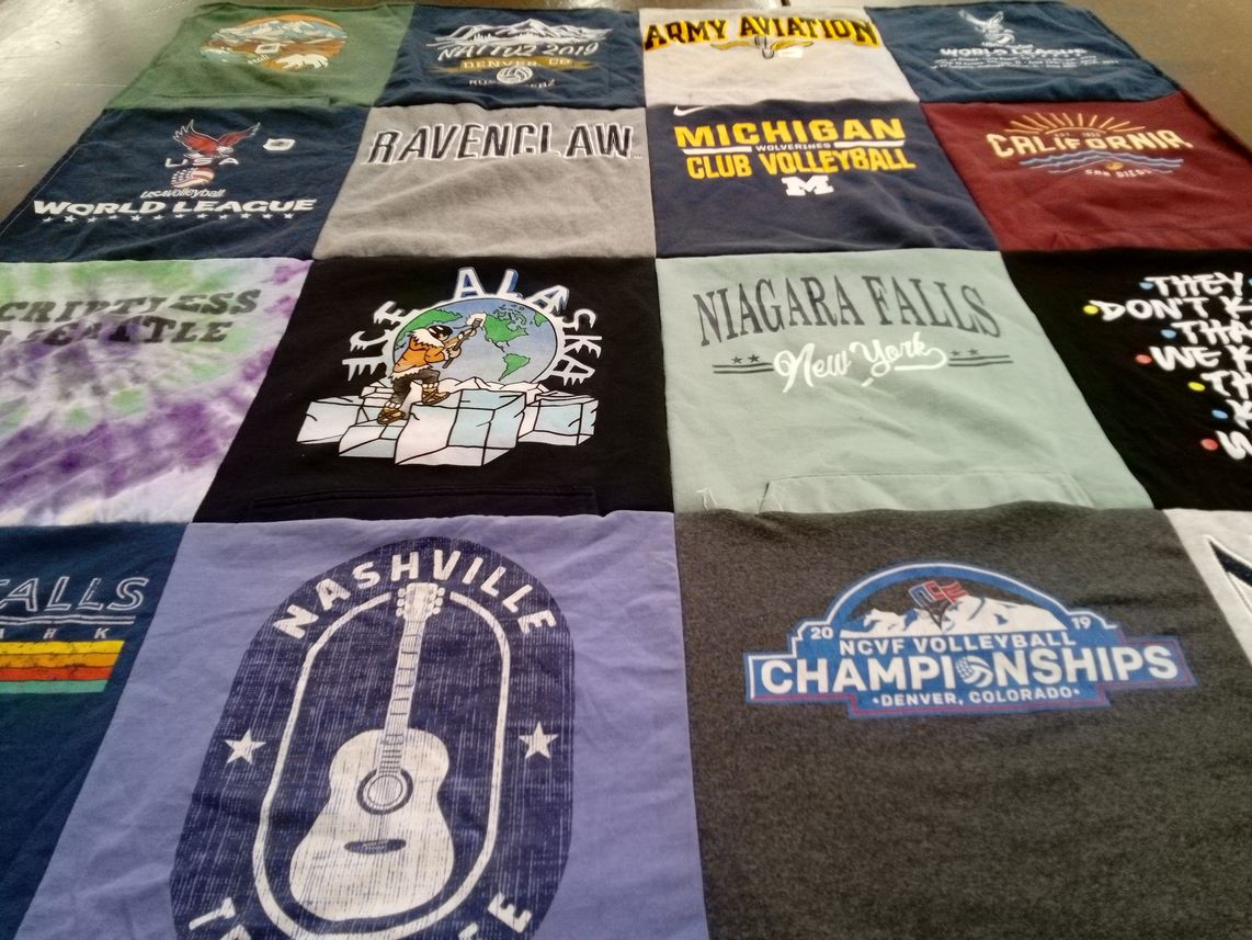 T-shirt quilt from michigan wolverines university by Katie from TN