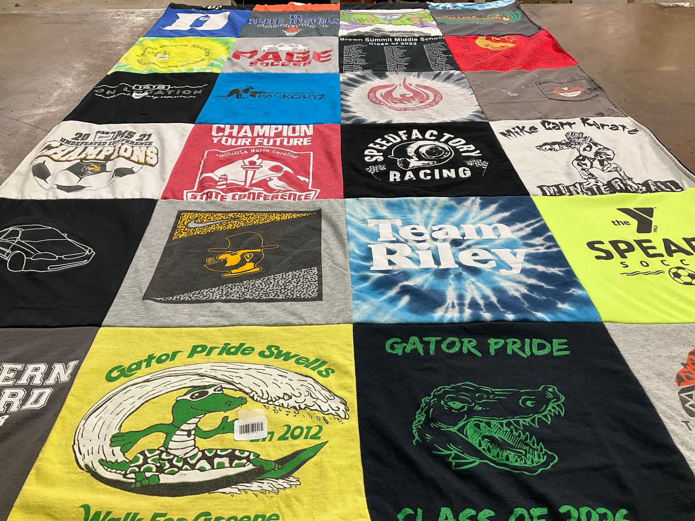 T-shirt quilt featuring team riley, gator pride by Rachel from NC