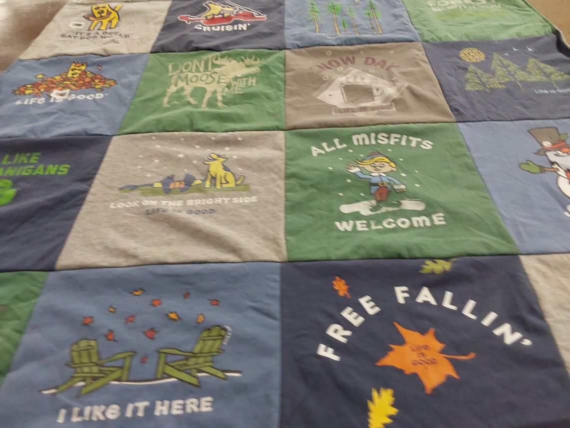 T-shirt quilt with outdoor, nature themes by Kaitlin from CT