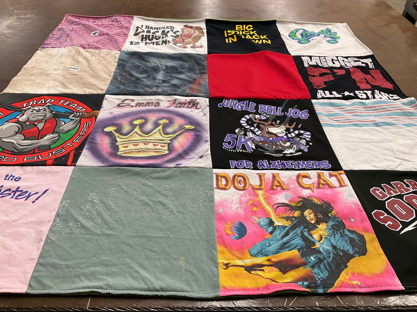 T-shirt quilt with music, running themes by Amanda from KY