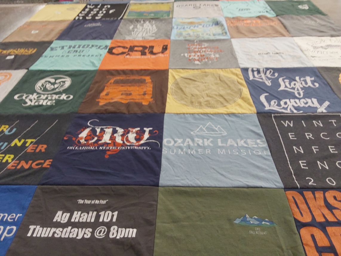 T-shirt quilt from oklahoma christian university, colorado state university by Debbie from OK