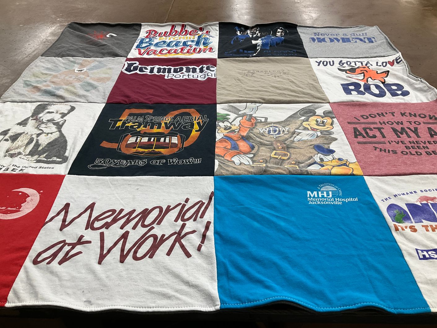 T-shirt quilt with travel, humor themes by Naomi from AL