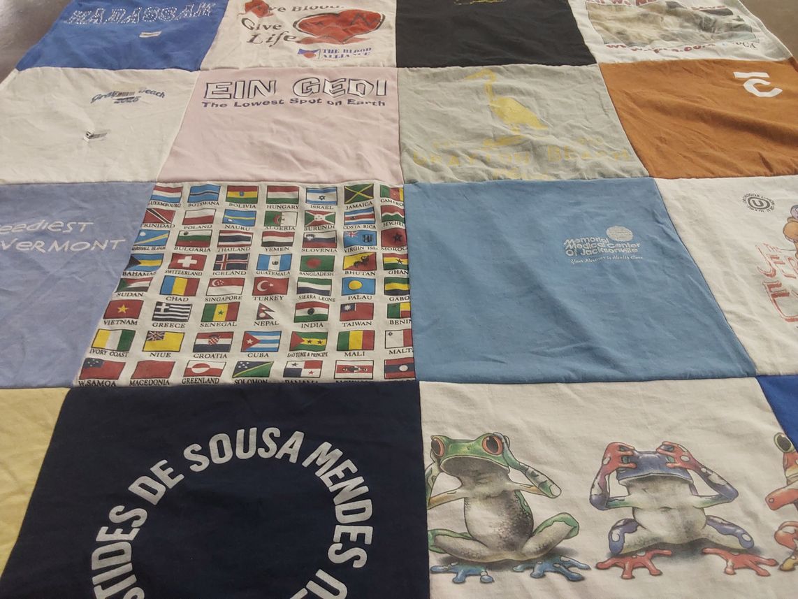 T-shirt quilt with travel, nature themes by Deborah from FL