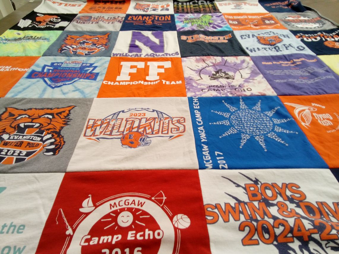 T-shirt quilt from evanston township high school, northwestern university by Terri from IL
