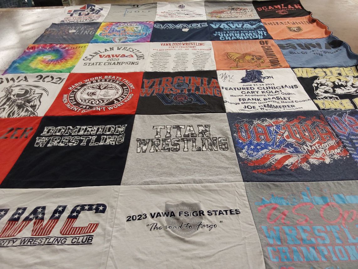 T-shirt quilt featuring va wrestling, vawa national team by Amy from VA