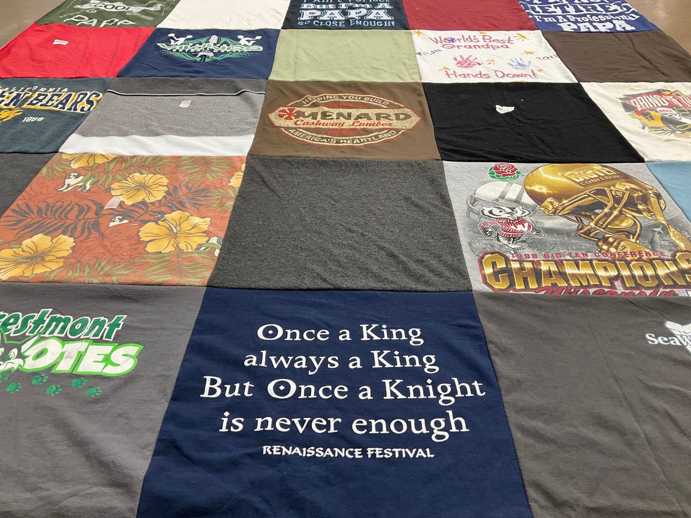 T-shirt quilt with family, sports themes by Kimberly from CA