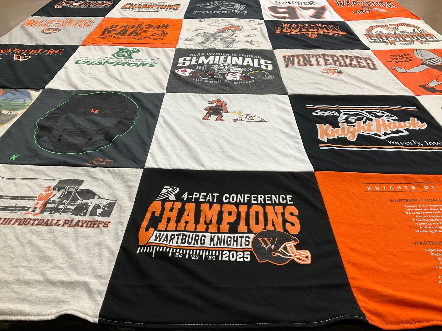 T-shirt quilt featuring wartburg knights by Angela from IA