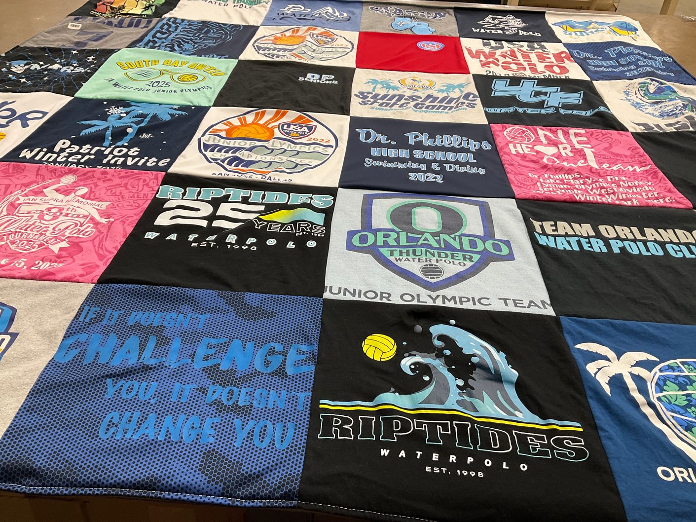 T-shirt quilt featuring orlando thunder water polo, rip tides water polo by Carla from FL