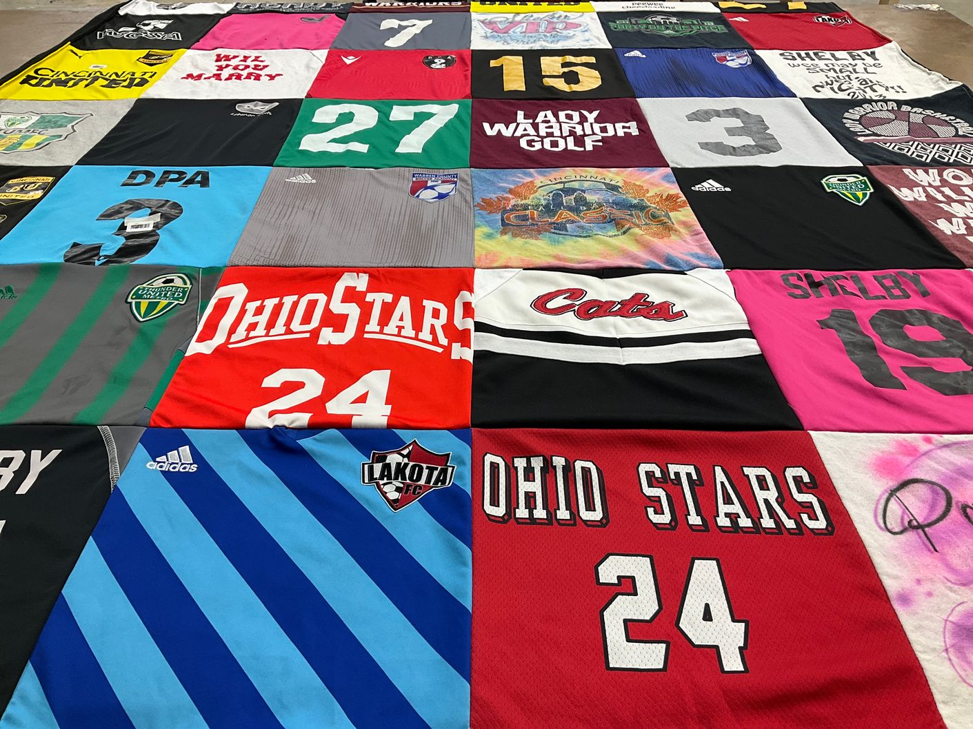 T-shirt quilt featuring ohio stars by Casie from OH