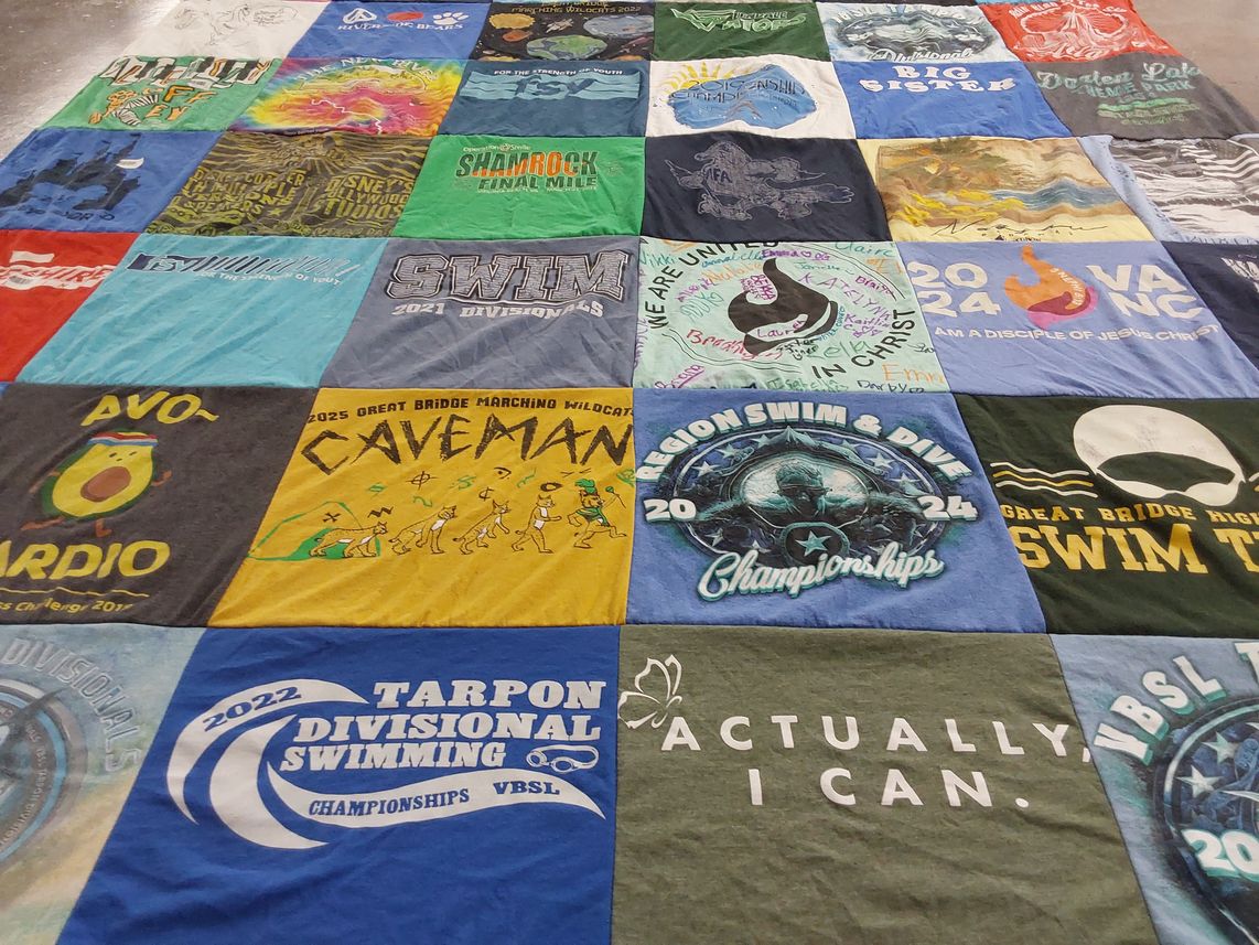T-shirt quilt featuring great bridge high school swim team by Jenn from VA