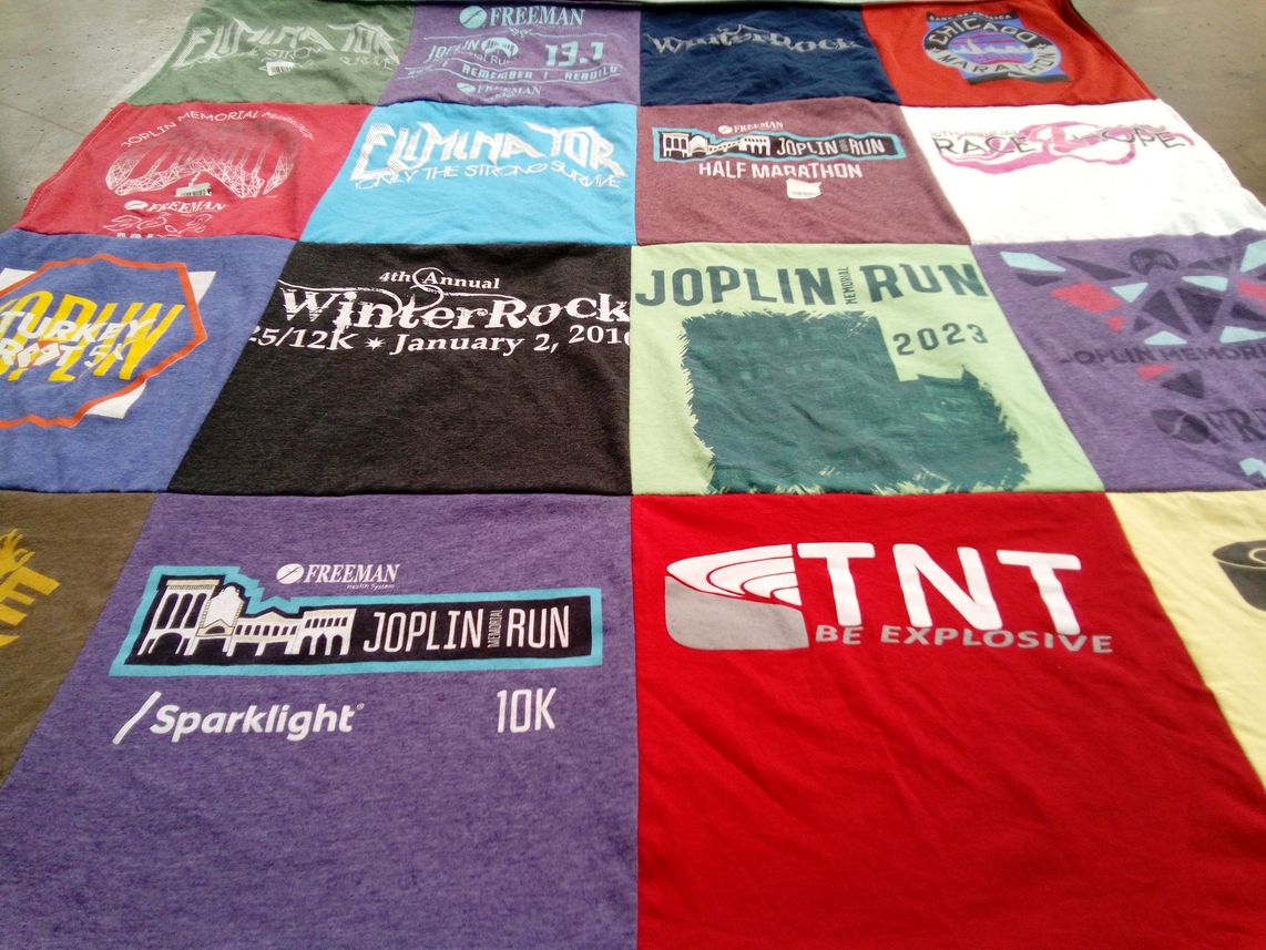 T-shirt quilt with running, marathons themes by Brian from KS