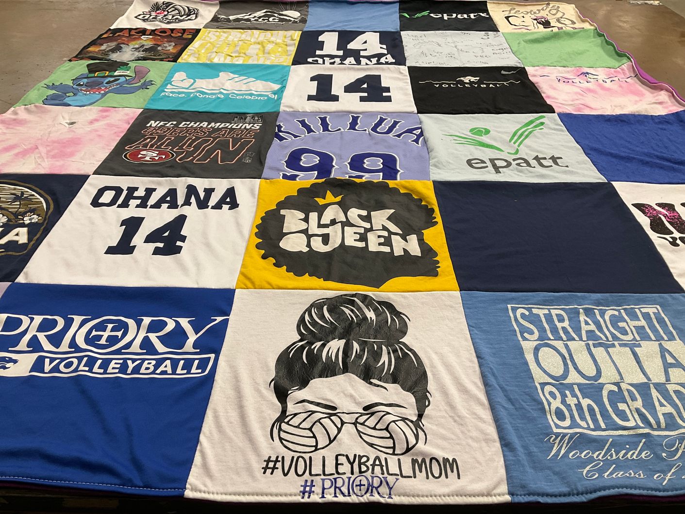 T-shirt quilt from woodside school by Alfredo from CA