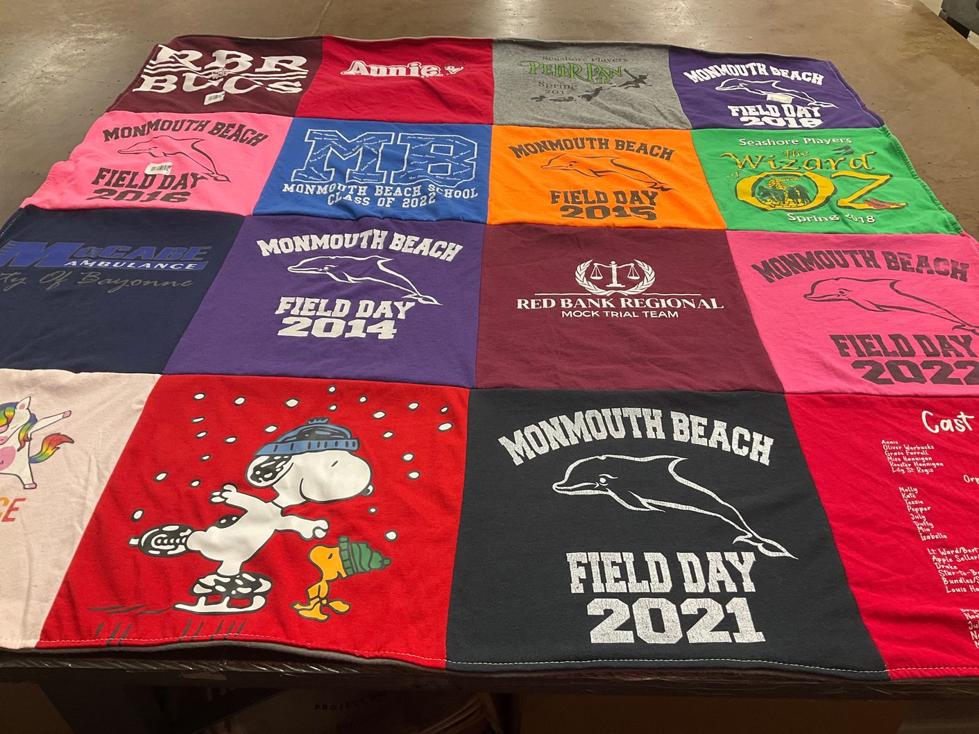 T-shirt quilt featuring red bank regional mock trial team by Allison from NJ