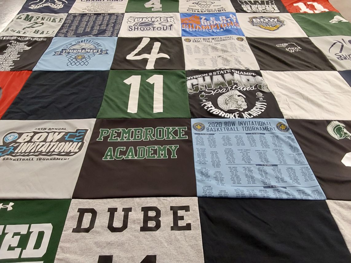 T-shirt quilt featuring pembroke academy spartan by Misty from NH