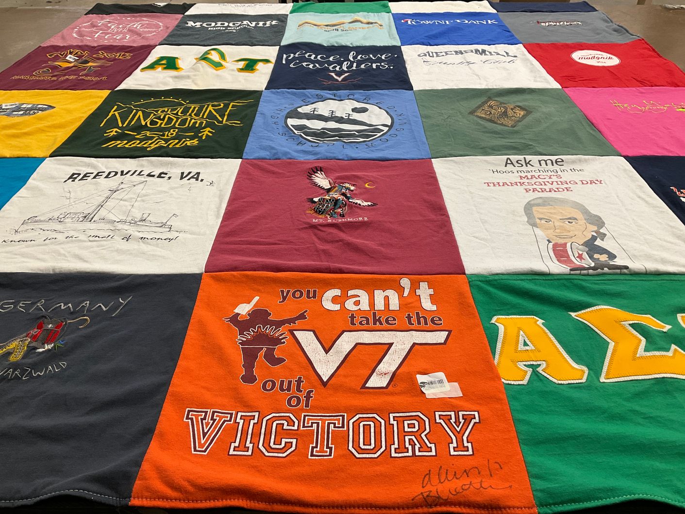 T-shirt quilt from virginia tech university by Michelle from VA