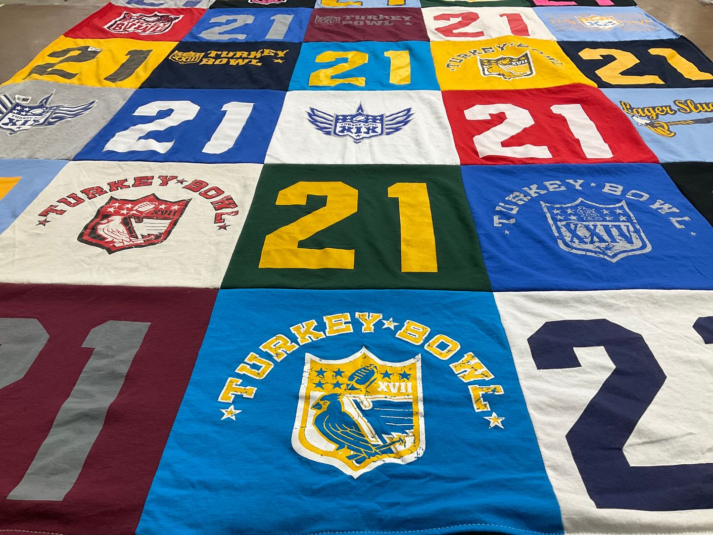 T-shirt quilt with sports themes by Ignacio from MO
