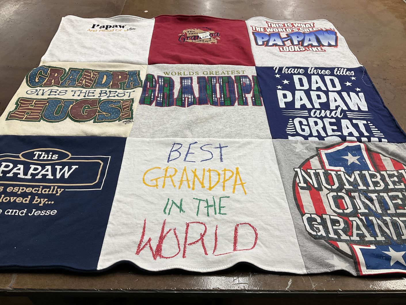 T-shirt quilt with family, grandparenting themes by Sherry from IN