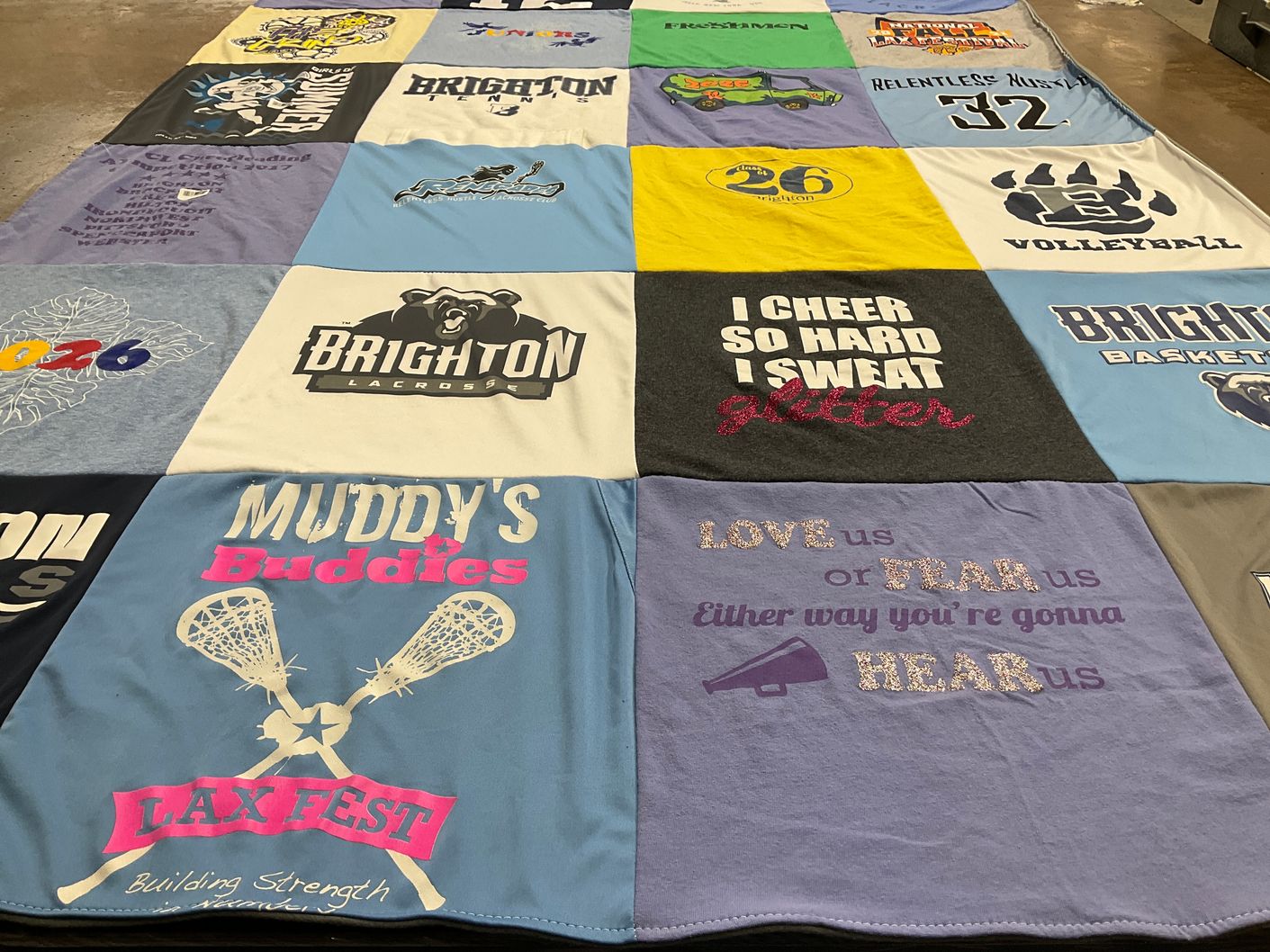 T-shirt quilt featuring brighton lacrosse, brighton basketball by jenn from NY