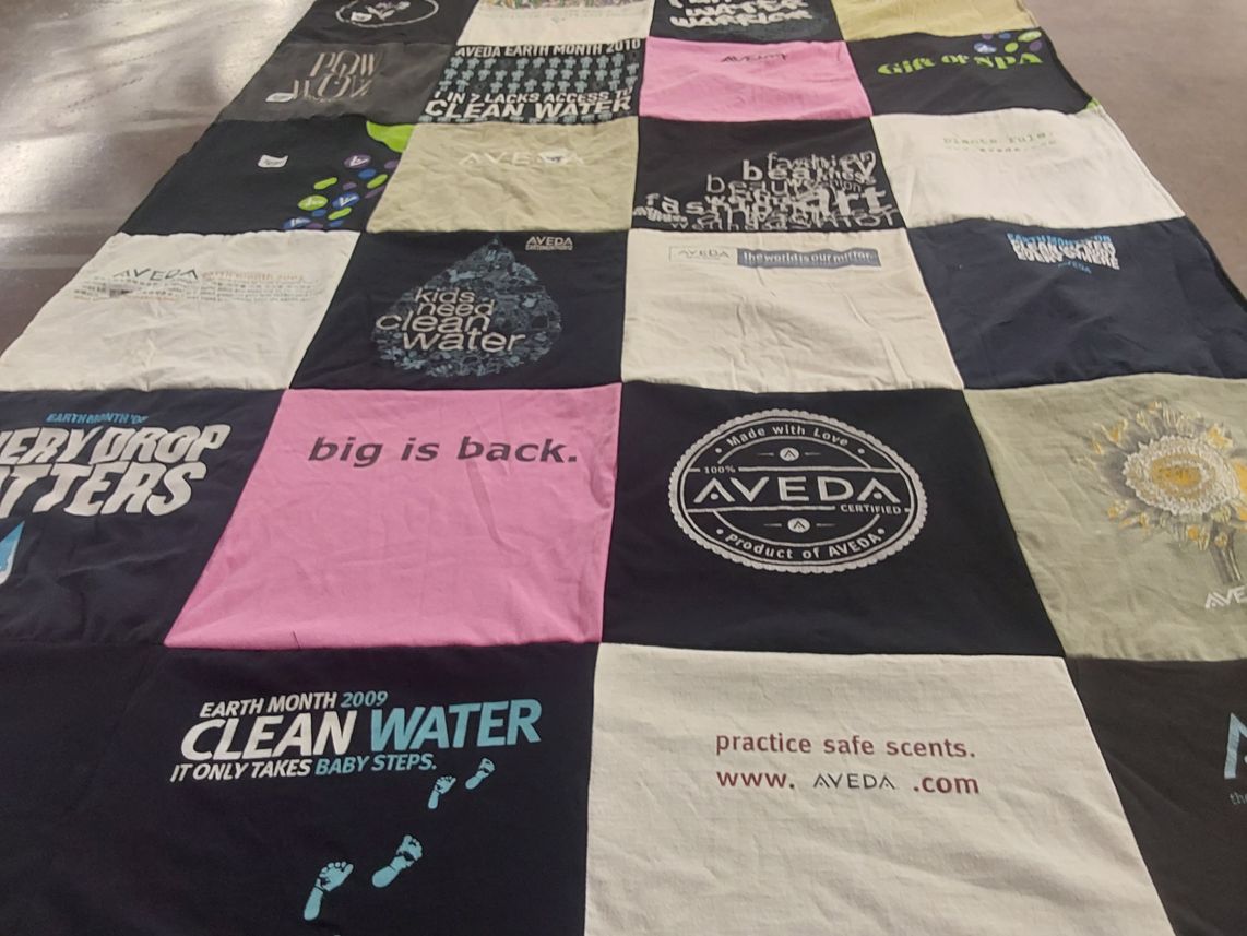 T-shirt quilt with environment, sustainability themes by Michelle from MA