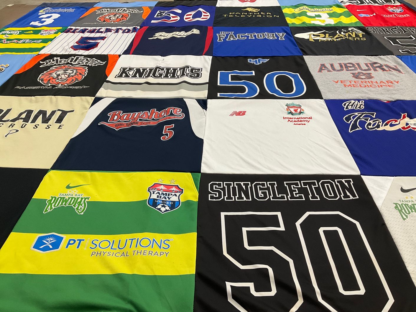 T-shirt quilt featuring knights, tampa bay united by Jennifer from FL