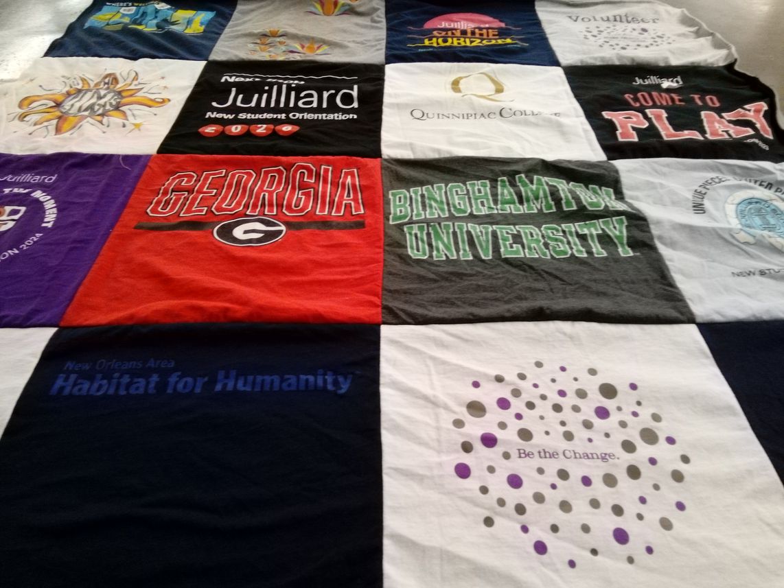 T-shirt quilt from binghamton university, quinnipiac college by SABRINA from NY