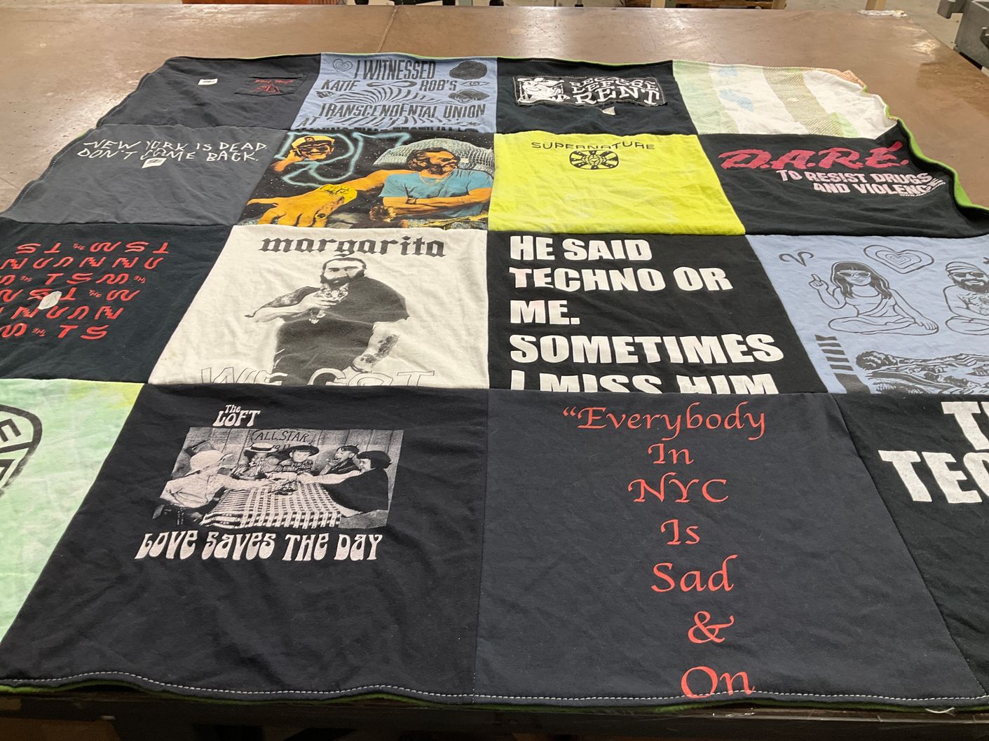 T-shirt quilt with new york city, music themes by Stephanie from NY