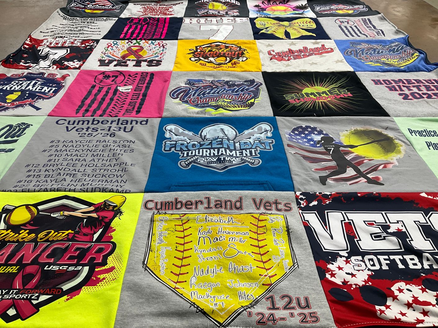 T-shirt quilt featuring cumberland vets 13u by Natasha from IL