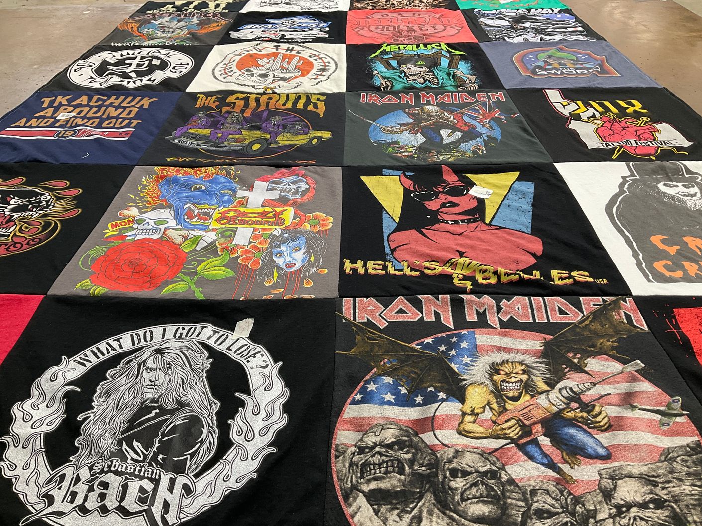 T-shirt quilt with music, rock themes by Robert from ID