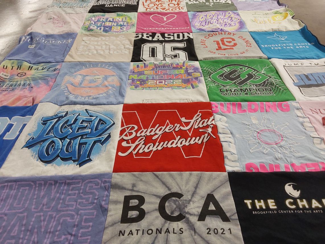 T-shirt quilt featuring badger state, nga by Robin from WI