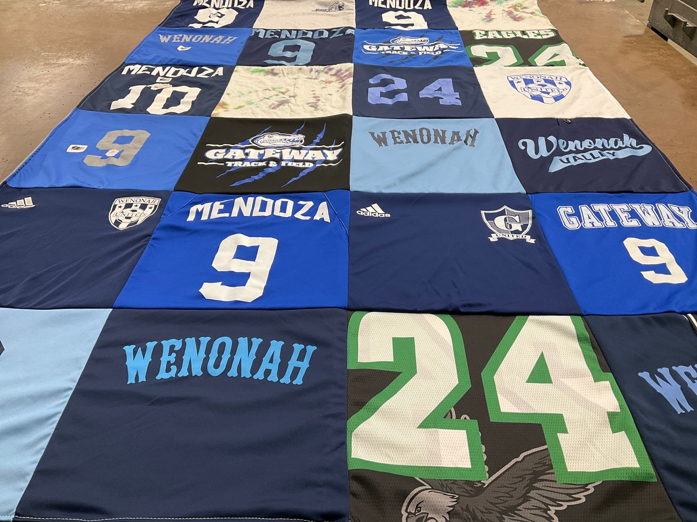 T-shirt quilt from wenonah valley high school, gateway high school by Debra from NJ