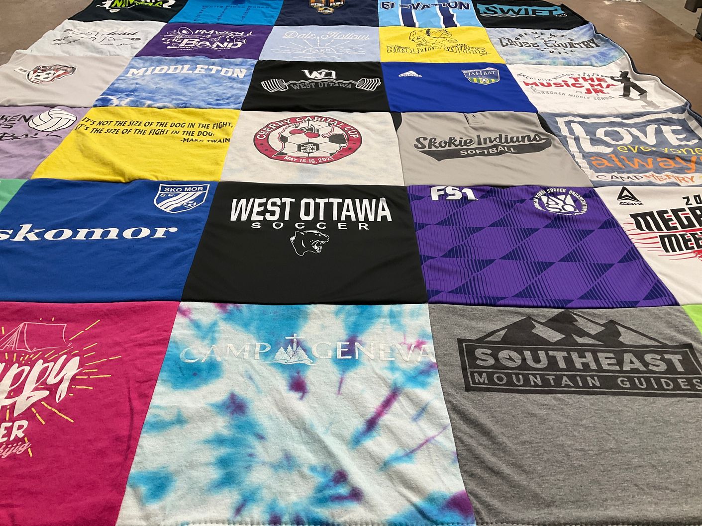 T-shirt quilt featuring west ottawa soccer, skokie indians softball by Natalie from MI