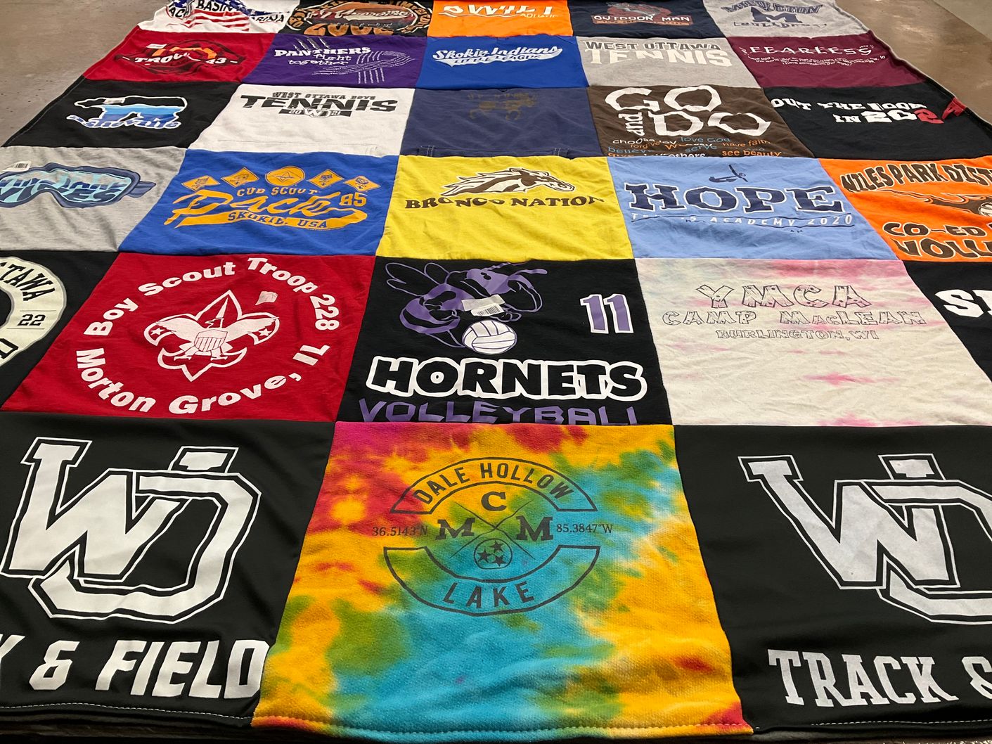 T-shirt quilt featuring west ottawa high school hornets by Natalie from MI