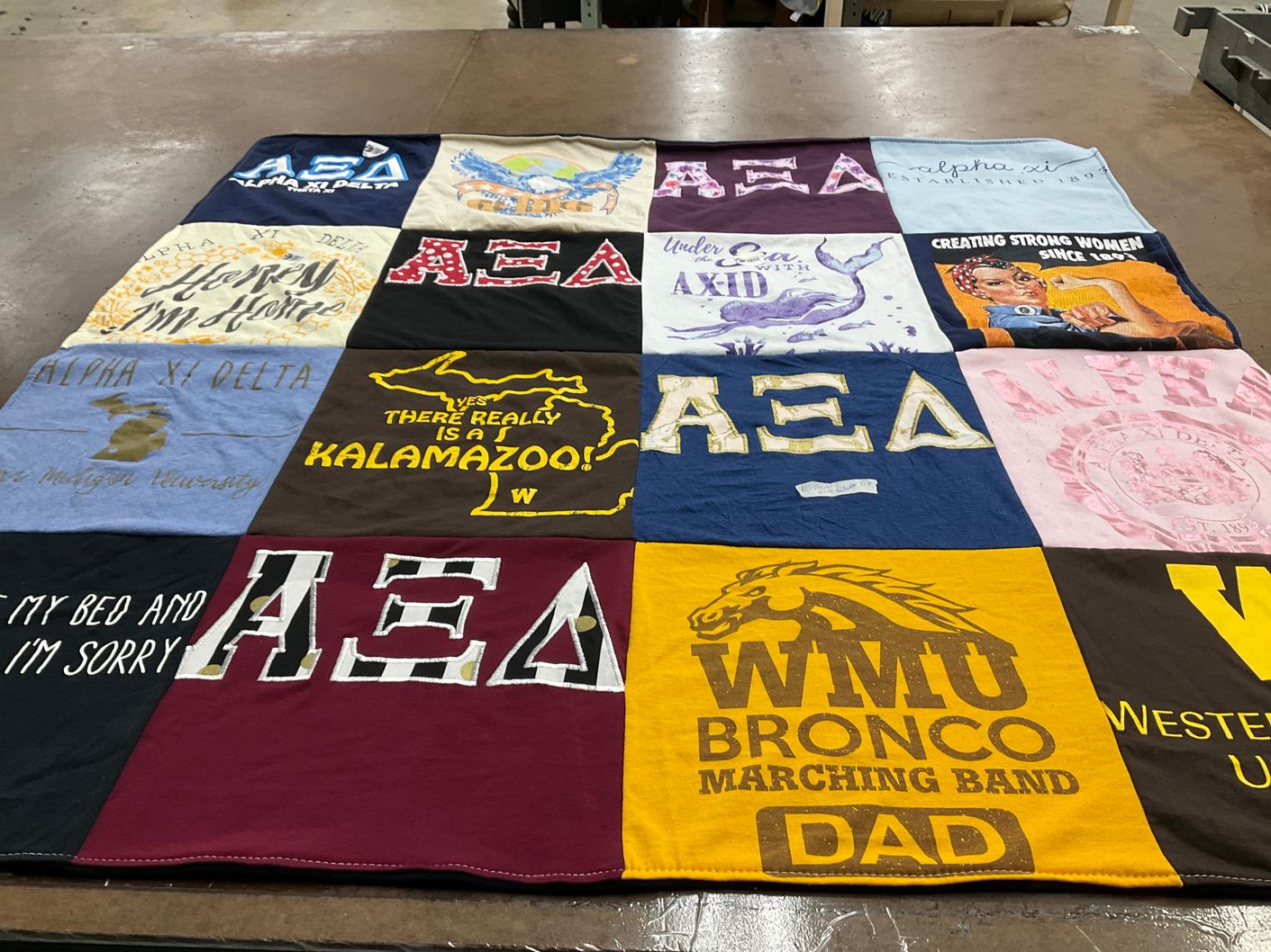 T-shirt quilt from western michigan university by Tess from MI