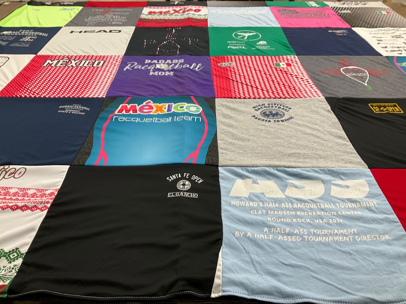 T-shirt quilt featuring mexico racquetball team by Patricia from NM