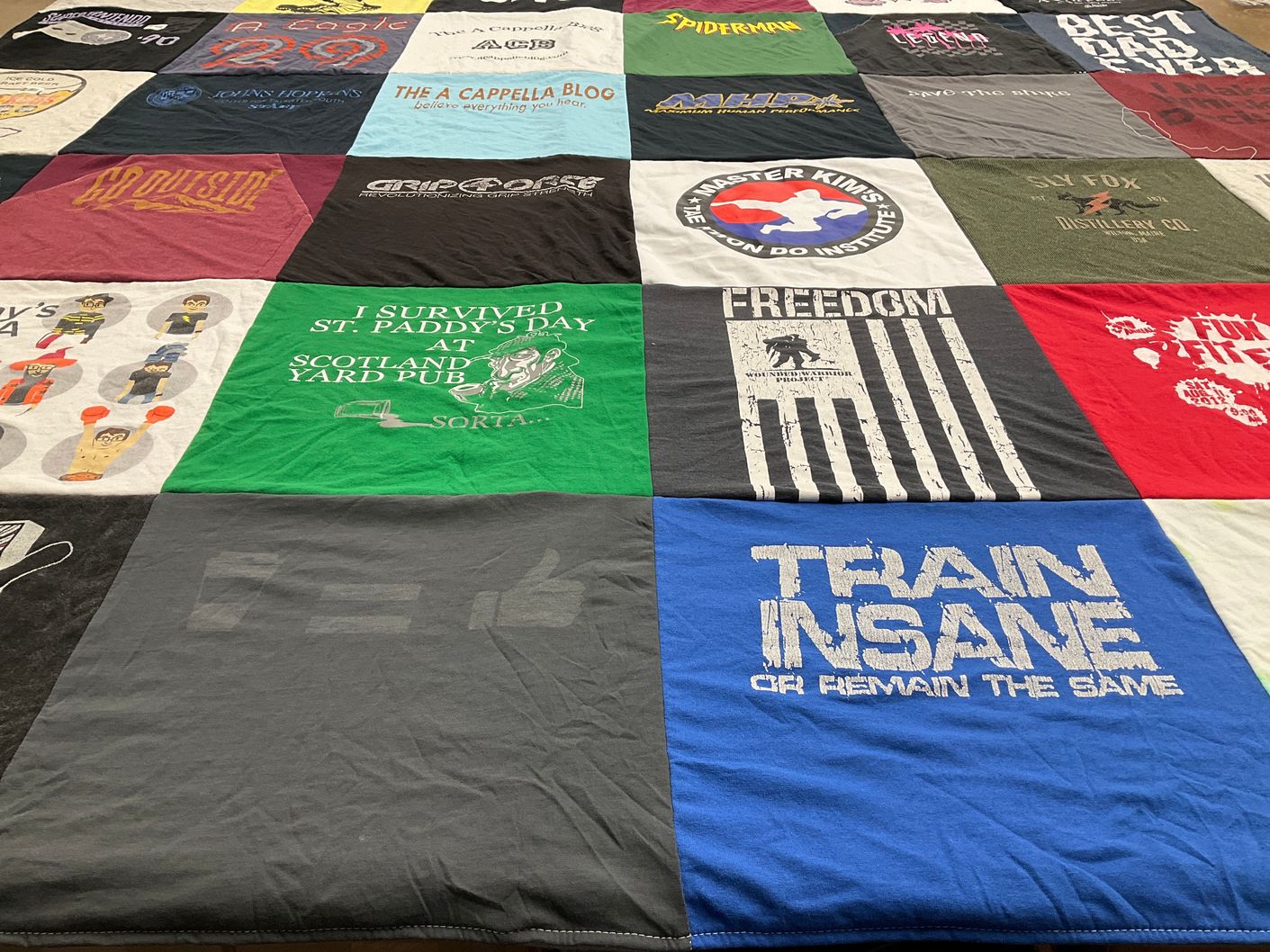 T-shirt quilt with a cappella, fitness themes by Michael from NY