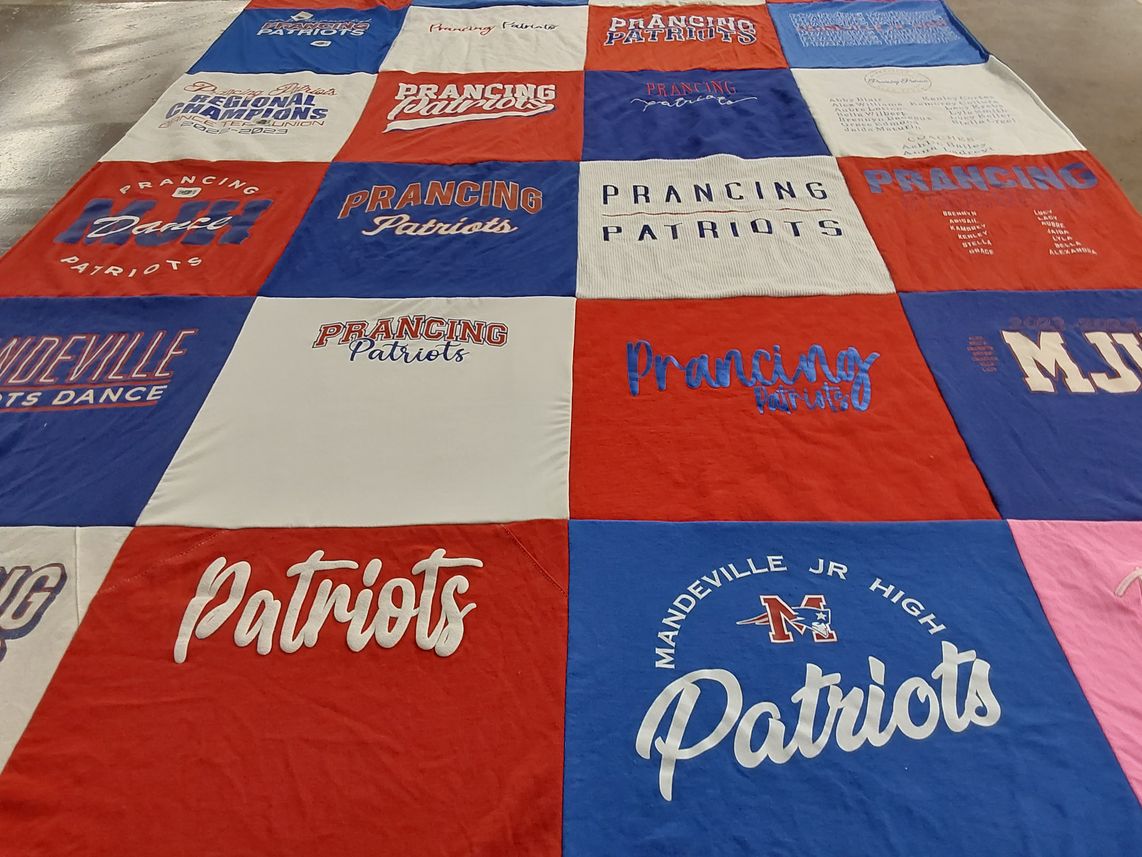T-shirt quilt featuring mandeville patriots by Anna from LA