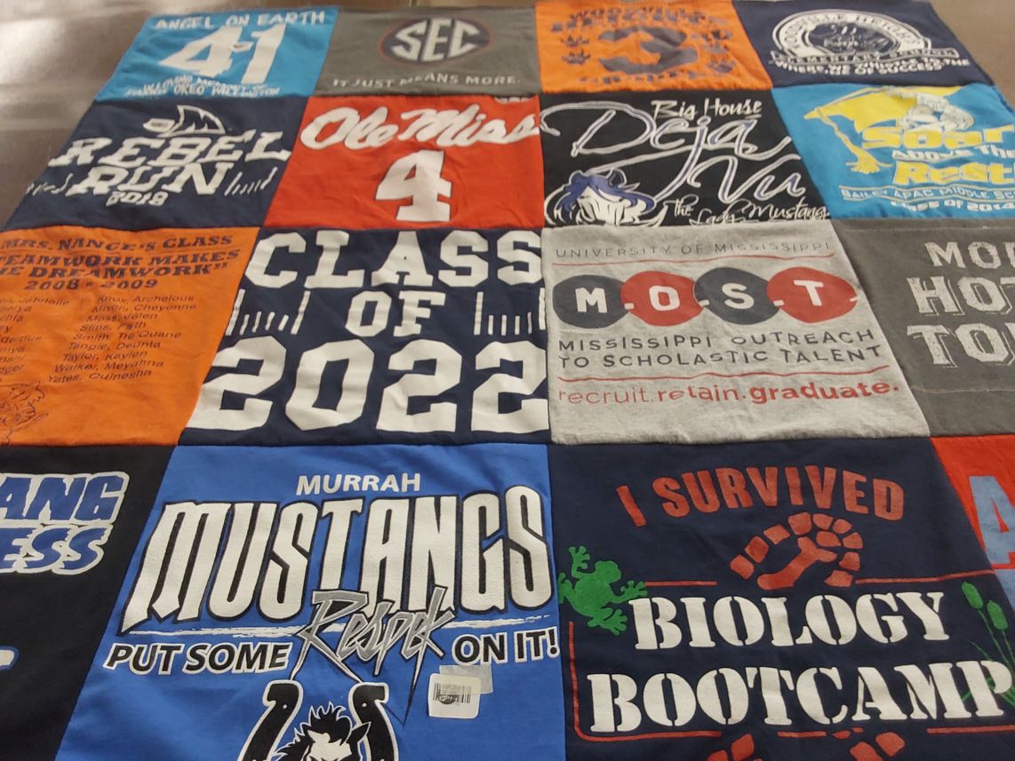 T-shirt quilt featuring murrah mustangs by Ruby from MS