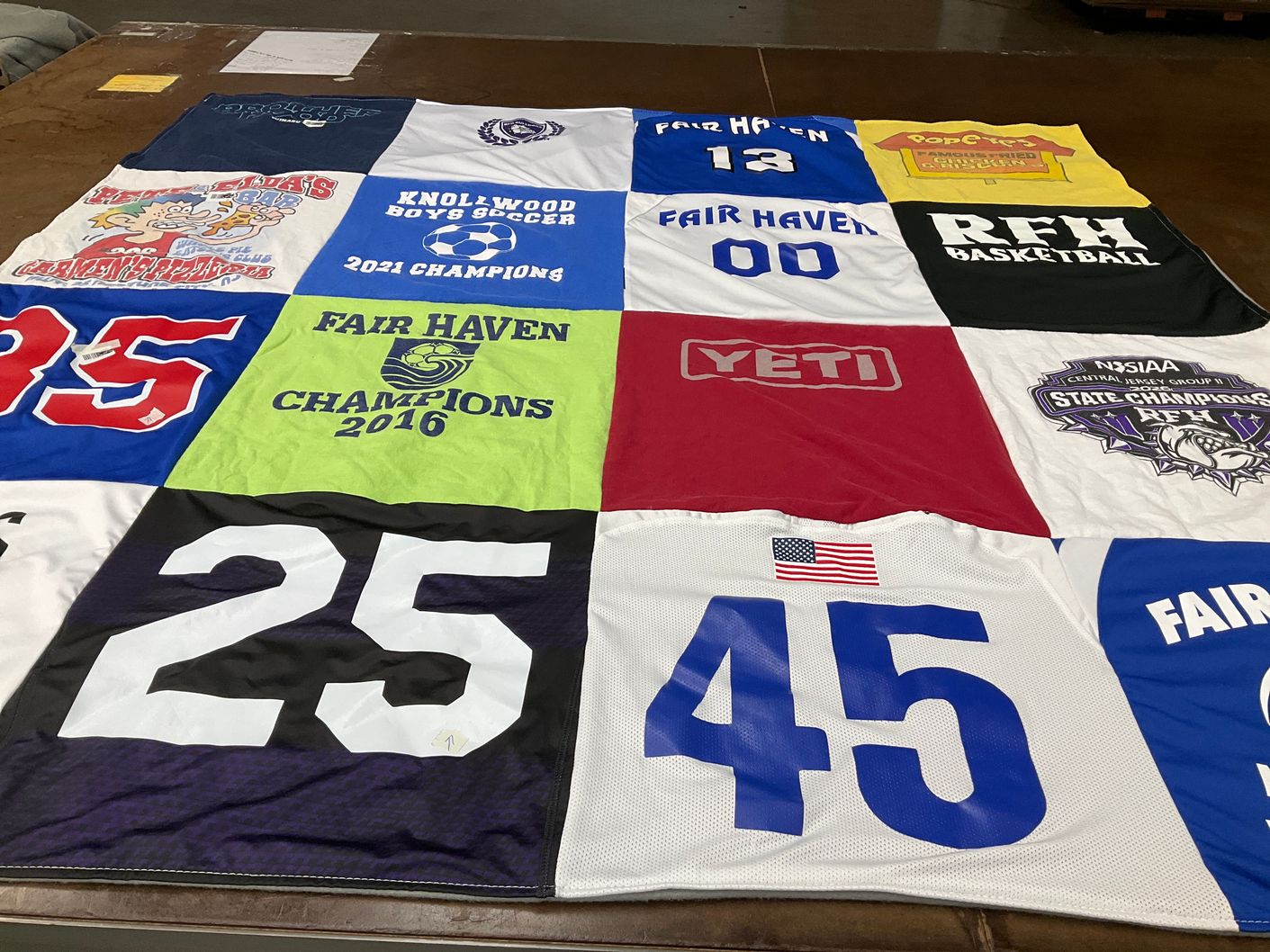 T-shirt quilt featuring fair haven basketball, knollwood boys soccer by Nicole from NJ