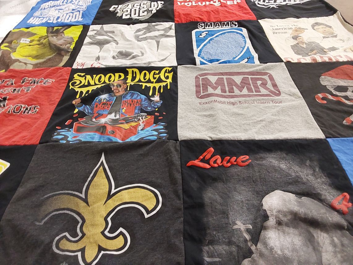 T-shirt quilt from exxonmobil high school by Kimberly from LA