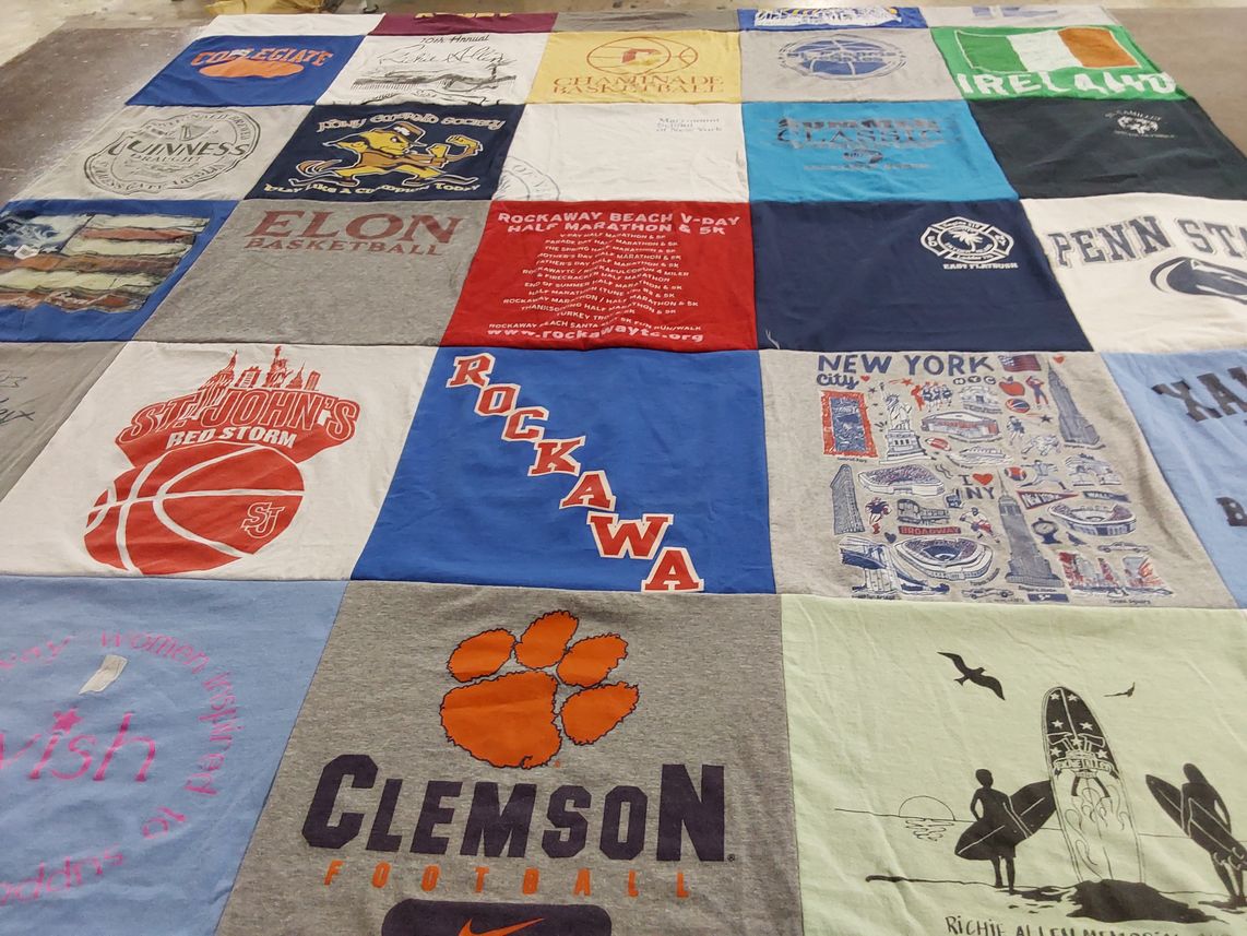 T-shirt quilt featuring st john's red storm, clemson football by Regina from NY