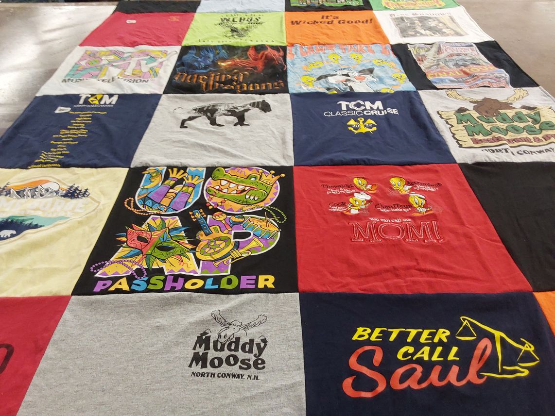 T-shirt quilt with television, entertainment themes by Patti from FL