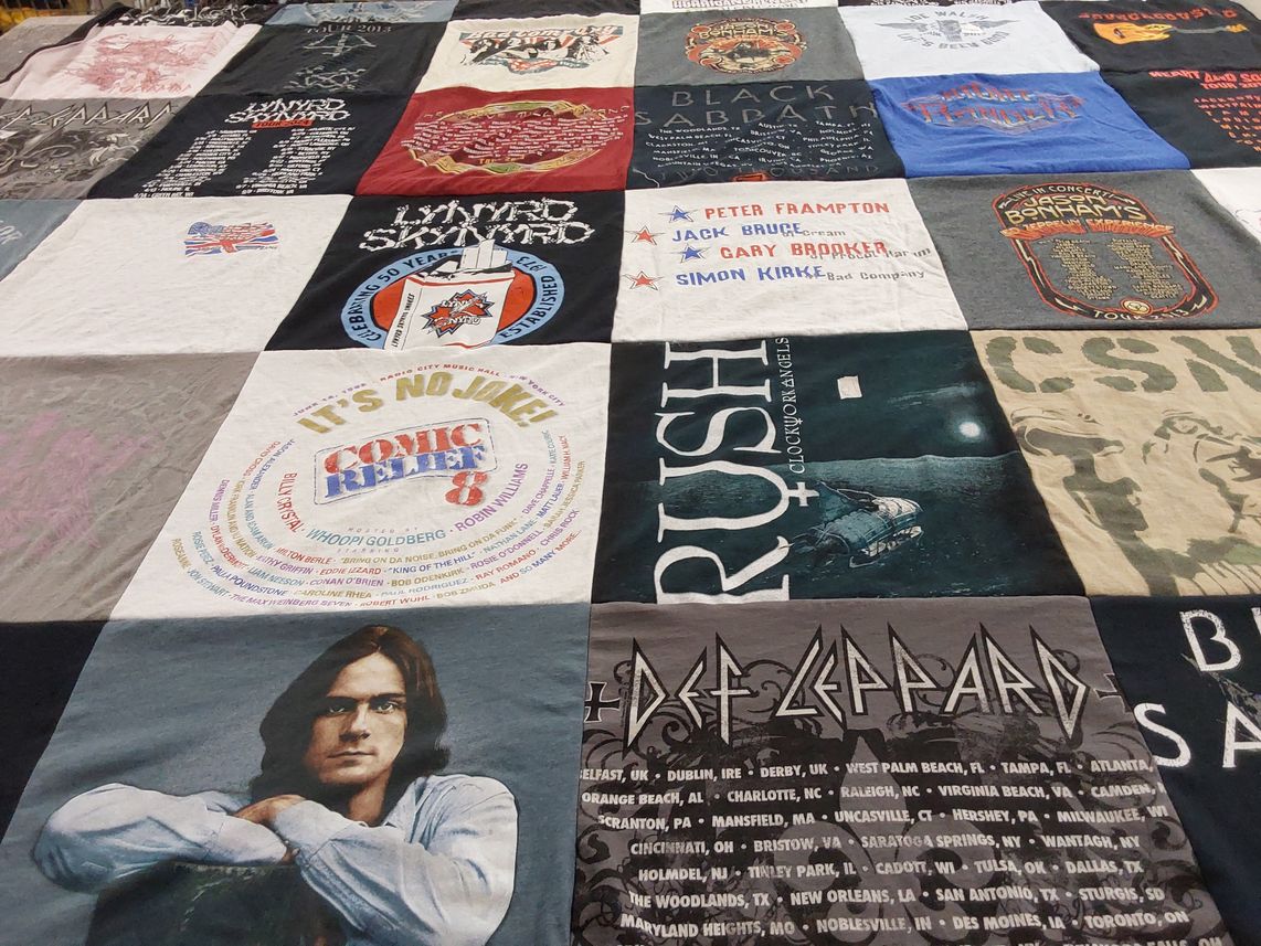 T-shirt quilt with music, concerts themes by Patti from FL