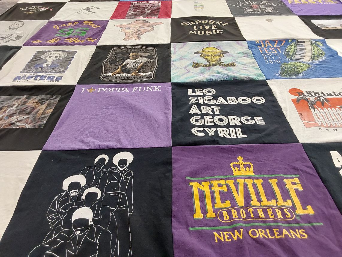 T-shirt quilt with live music, jazz music themes by Harold from CO