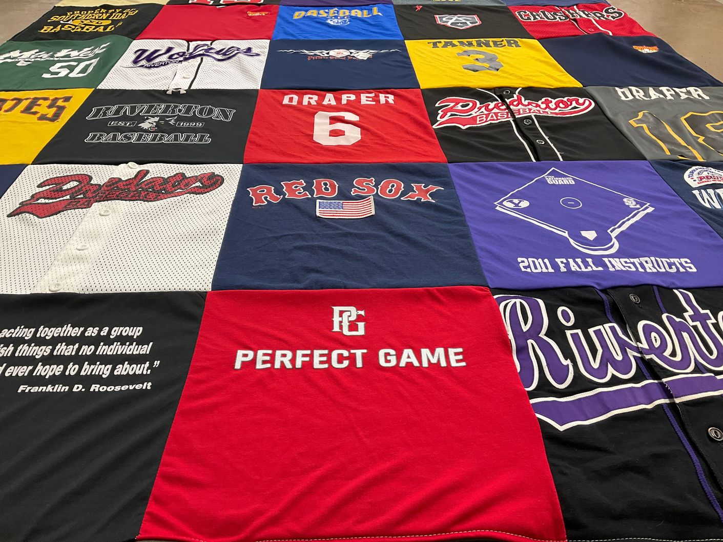 T-shirt quilt featuring red sox, predator baseball by Richelle from UT