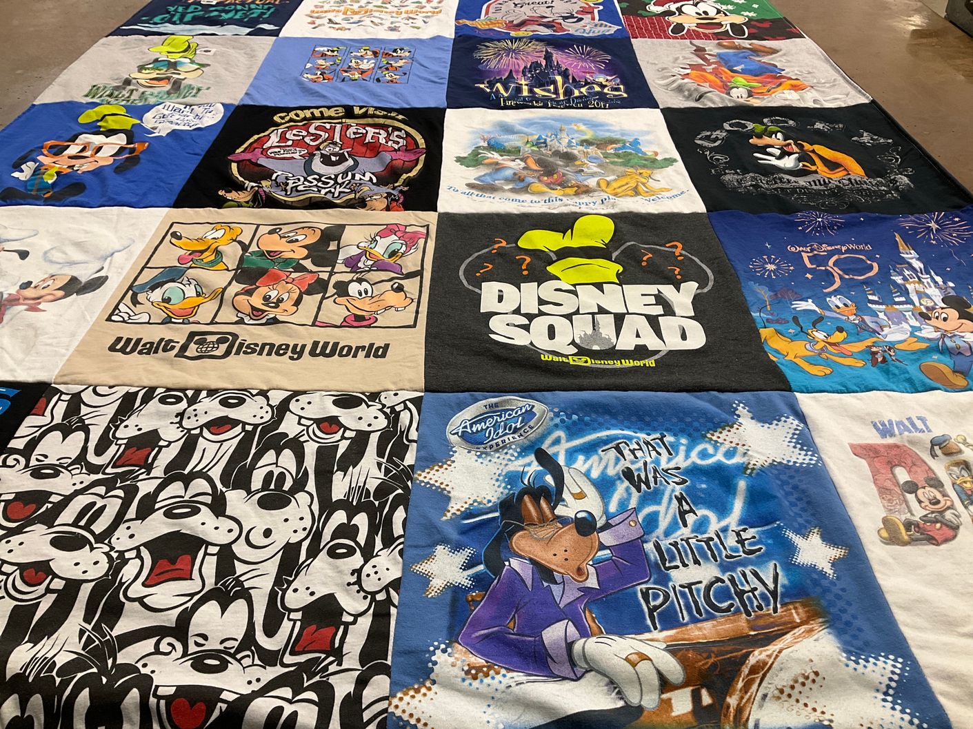 T-shirt quilt with disney, animation themes by Carrie from OH