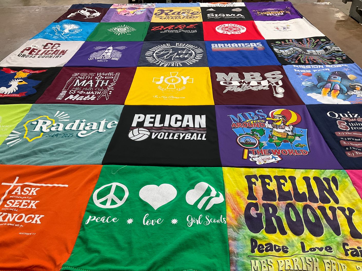 T-shirt quilt featuring pelican volleyball by Katie from LA