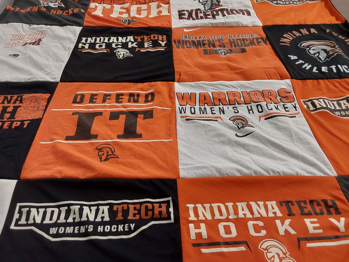 T-shirt quilt featuring indiana tech warriors women's hockey by Jaiden from AK