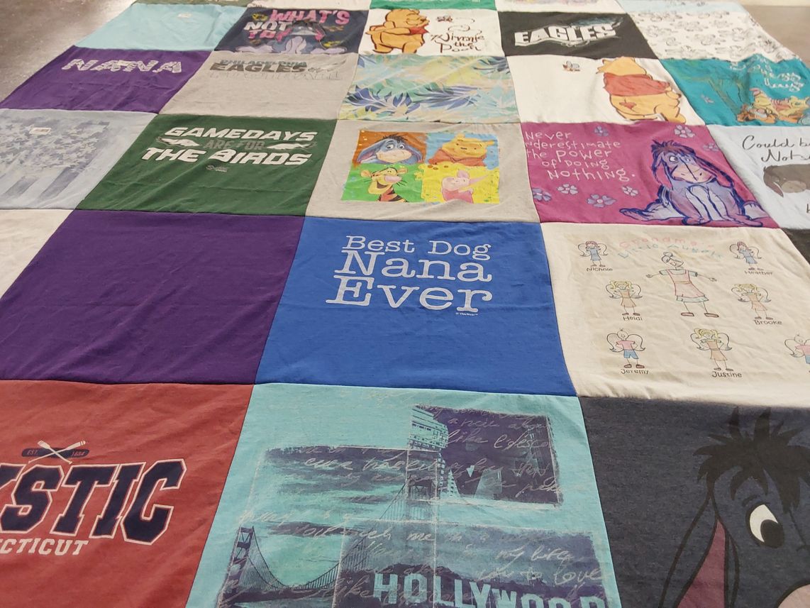 T-shirt quilt with disney, winnie the pooh themes by Nichole from FL