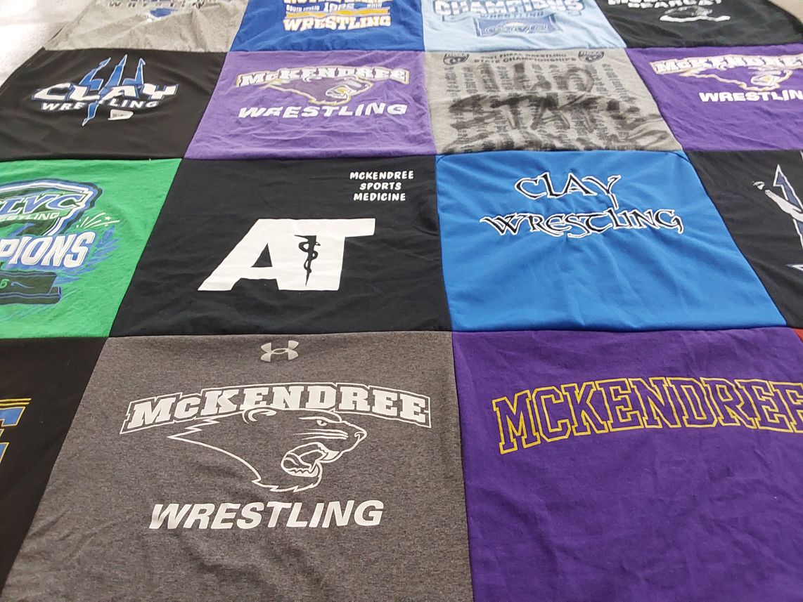 T-shirt quilt featuring mckendree wrestling, clay wrestling by Kiersten from FL