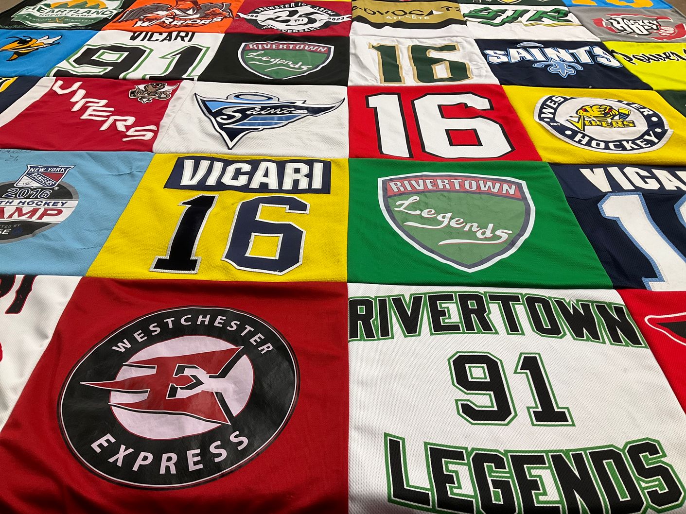 T-shirt quilt featuring rivertown legends by Jamie from NY